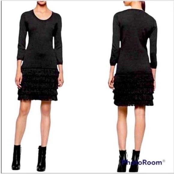 Soft Surroundings Dresses & Skirts - Soft Surroundings Theodora dress black knit fringe scoop neck
